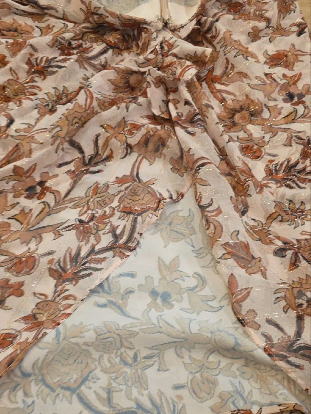 Veronica Beard Sz 14 Floral Ruched Front Women’s Skirt in Blush Brown